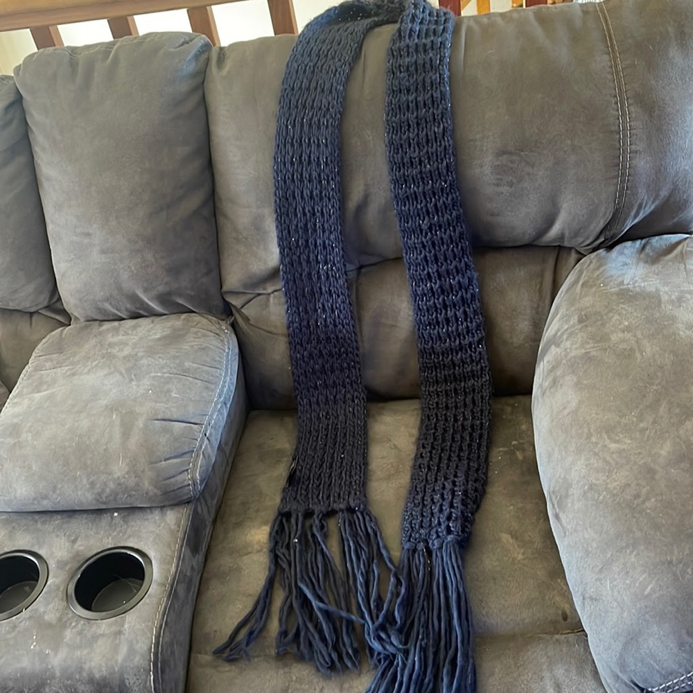 Sparkly Blue Knit Scarf